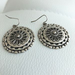Round Silver Toned Earrings